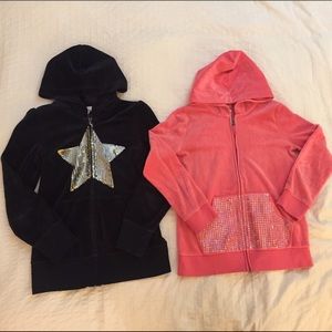 Black & Pink Sequin hoodies, Velvet like material